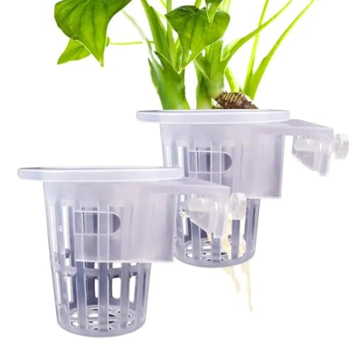 Aiwjeakh 2 Stück Transparente Hängende Aquarium-Pflanzenhalter, Verstellbare Pflanzbecher für Aquarien, Pflanzbecher, Aquascapes-Zubehör von Aiwjeakh