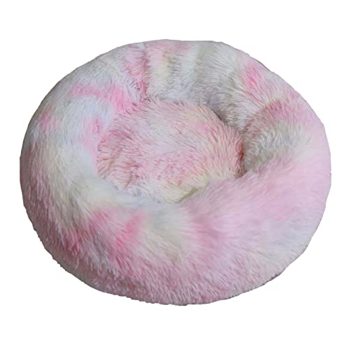 Aixingxing Plüsch-Donut-Haustierbett für Hunde und Katzen, beruhigendes Haustierbett für Hunde, Katzen, Haustiere, weiches, rundes Kissenbett mit rutschfester Unterseite und waschbar (M 50 cm, Farbe) von Aixingxing