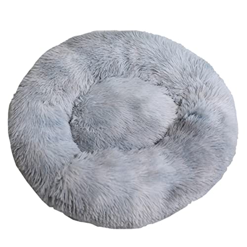 Aixingxing Plüsch-Donut-Haustierbett für Hunde und Katzen, beruhigendes Haustierbett für Hunde, Katzen, Haustiere, weiches, rundes Kissenbett mit rutschfester Unterseite und waschbar (S 40 cm, grau) von Aixingxing