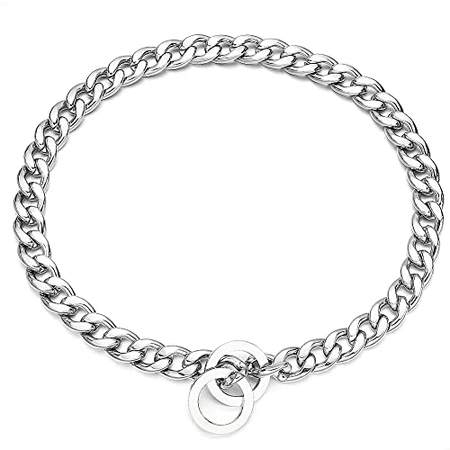 Aiyidi Starkes Hundehalsband, 11/13/15 mm breit, Edelstahl, silberfarben, NK-Kette, kubanisches Gliederhalsband, kaufest, Trainingshalsband, 30,5 cm - 66 cm für kleine, mittelgroße und große Hunde (11 mm, 61 cm) von Aiyidi