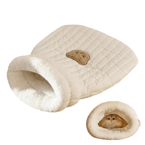 Aizuoni Cat Winter Sleeping Bag Warm Pet Bed, Schlafsack Für Katzen, Katzenschlafsack, Weiche Und Bequeme Katzenbetten | Leicht Zugänglicher Katzenschlafsack Mit Niedlichem Bärenmuster Für Katzen von Aizuoni