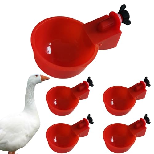 Aizuoni Chicken Cup Waterer | 5-teiliges automatisches Hühnertränken-Set für Geflügel | Geflügel-Wasserspender-Kit Hühner-Wasserbecher Geflügel-Tränkeschüssel für Hühner, Enten, Vögel, Puten usw von Aizuoni