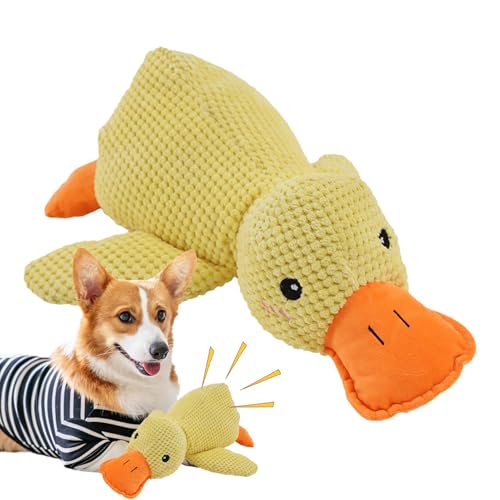 Aizuoni Enten-Hundespielzeug, 45 X 38cm Kuscheltiere Enten Plüschtiere, Plüsch-Hundespielzeug, Calming Duck Dog Toy, Hundetraining Zubehör, Niedliches Plüsch-Enten-Sound-Spielzeug,Quietschtier, von Aizuoni