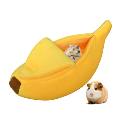 Aizuoni Gemütliches Bananenbett, Meerschweinchenbett, Hamsternest Warmes Versteck, Winter-haustiernest, Warmes Bett Für Kleine Tiere, Schönes Haustierzubehör Für Igel-Chinchilla-Meerschweinchen von Aizuoni