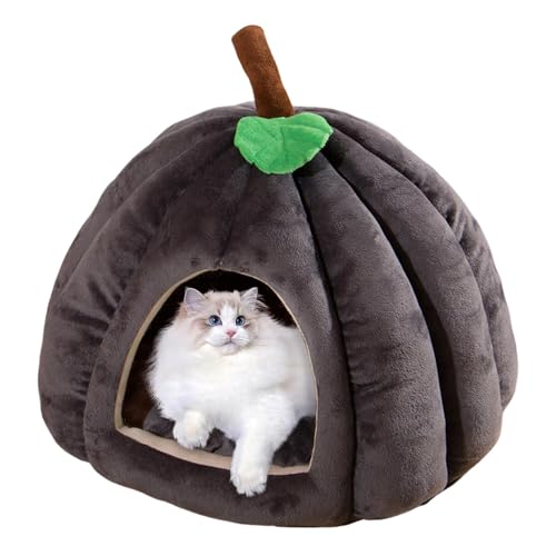 Aizuoni Halloween Katzenbett, Haustierhöhlenbett, Kürbisförmige Hausbetten für Haustierkätzchen, Heimtierbedarf, Bequemes Haustier-Schlafbett für Zuhause, Tierhandlung von Aizuoni