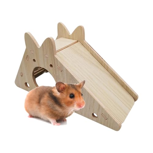 Aizuoni Hamster Versteck, Hamsterkäfig Zubehör, Rennmaushaus, Hamsterhaus Aus Holz Für Kleine Haustiere, Natural Living Holzzimmer, Lustiges Rutschenhaus, Doppeldeckerhütten, Zwerghamster Zubehör von Aizuoni