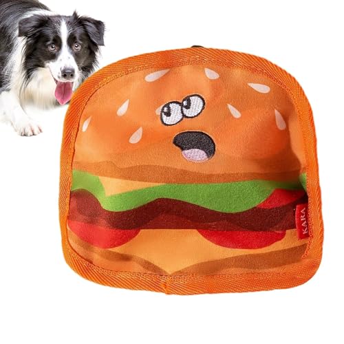 Aizuoni Haustier-Hamburger-Kauspielzeug,Hamburger-Haustierspielzeug - Hamburger quietschendes Kauspielzeug Zahnreinigung Hundezubehör - Food Design Pet Teeth Hamburger Kauspielzeug – Bissfestes von Aizuoni