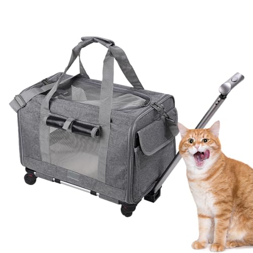 Aizuoni Hundetragetasche, Katzentragetasche,Transportbox für kleine Katzen und Hunde - Haustiertrage-Reisetasche mit Sicherheitsreißverschlüssen, weich rollender Katzentransporter, von der von Aizuoni