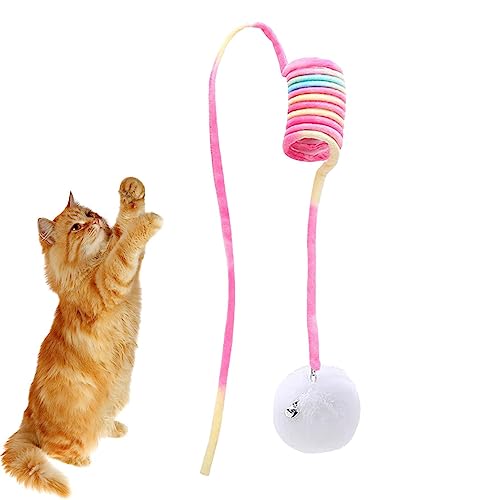 Aizuoni Interaktives Katzenspielzeug,Plüschschnur-Saugnapf-Spiralspulenspielzeug Lustiges Katzenbeißspielzeug, Kätzchenzubehör für Terrasse, Schlafzimmer, Wohnzimmer zum Spielen von Aizuoni
