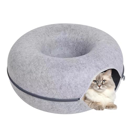 Aizuoni Katzen Donut, Katzentunnel, Katzen Höhle, Katzen Tunnel, Donut-Tunnelbett Für Katzen, Atmungsaktives, Kratzfestes Katzenhöhlenbett Aus Filz, Rundes Katzenbett, Katzen-Donut-Tunnelbett von Aizuoni