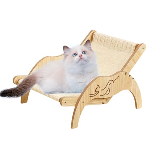 Aizuoni Katzen-Sisal-Loungesessel,Sisal-Katzenstuhl,Katzen-Strandstuhl-Hängematte - Sisalmatte, Katzen-Strandkorb, 3-Fach höhenverstellbar, geeignet für kleine bis große Katzen, alle Jahreszeiten von Aizuoni