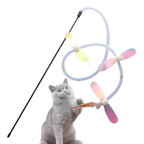 Aizuoni Katzen-Teaser-Stick, Katzen-Teaser-Zauberstab,Katzenspielzeug für Wohnungskatzen - Interaktives Katzenspielzeug mit Glocke, Katzenstabspielzeug, Katzenfederspielzeug, lustiger Katzenstab für von Aizuoni