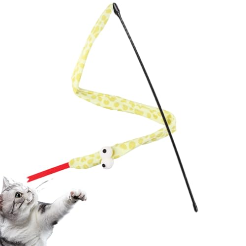 Aizuoni Katzenangel Lang, Wiggle Tail Katzenspielzeug, Katzenspielzeug Schlangenstab, Katzenspielzeug Schlangenstab, Kätzchen-Stick-Spielzeug, Spielzeug Mit Klingendem Stab Für Katzen Und Kätzchen von Aizuoni