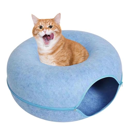 Aizuoni Katzenbett Tunnel, Donut-katzentunnel Für Katzen -Katzen Höhle, Atmungsaktives, Kratzfestes Katzenhöhlenbett Aus Filz, Rundes Katzenbett,Waschbares Katzentunnel-Spielzeug, Katzenhöhlen, von Aizuoni