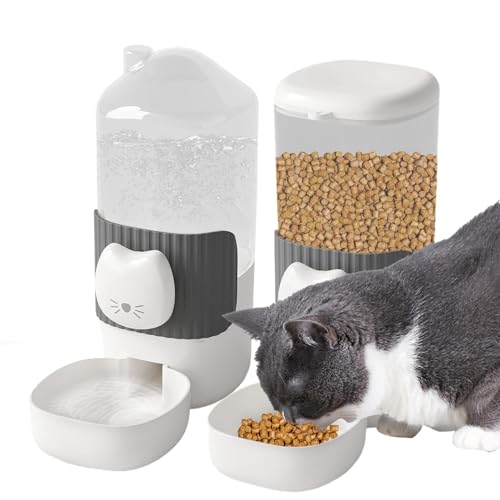 Aizuoni Katzenfutter Automat, Katzenfutter- Und Wasserspender-Set,automatischer Futterspender Katze,Futterspender Für Haustiere Und Wasserspender, Futterspender Für Hunde Und Katzen Mit Großer von Aizuoni