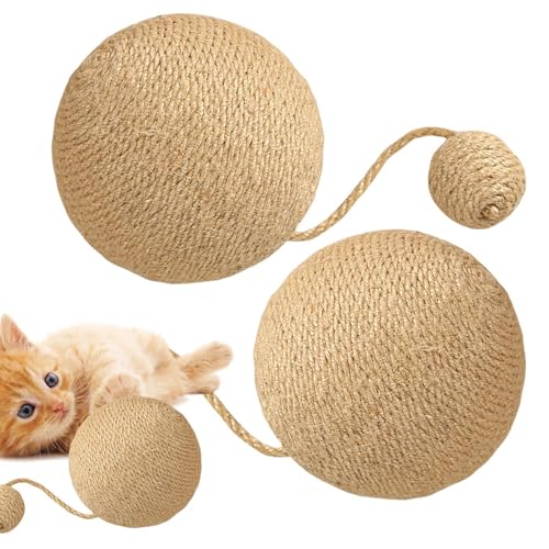 Aizuoni Katzenkratzball, Sisal-Katzenkratzer | Vielseitiges Katzenspielzeug Sisalball Sisal-Katzenkratzball,Verschleißfestes Sisal-Kratzball-Katzenkratzbrett für Kleintiere von Aizuoni