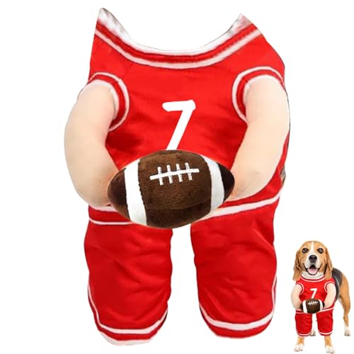 Aizuoni Lustige Hundekostüme, Lustige Hunde-Basketballspieler-kostüm, Hunde-Basketball-Kostüm Mit Ball, Pet Sports Dress Up Hält Ball, Lustiges Hunde-Basketball-Outfit Mit Verstellbaren Trägern von Aizuoni