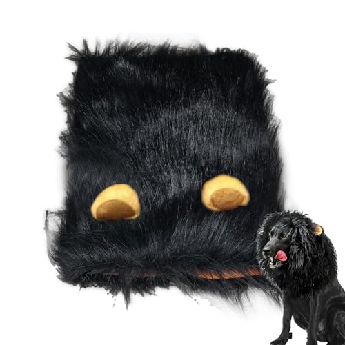 Aizuoni Lustige Löwenmähne für Hunde, Löwenperücke für Hunde mit Ohren,Lustige Hundekostüme Mähne mit Ohren - Waschbares ergänzendes Löwenhaar, Hunde-Cosplay-Outfit, Haustier-Ausgefallenes von Aizuoni