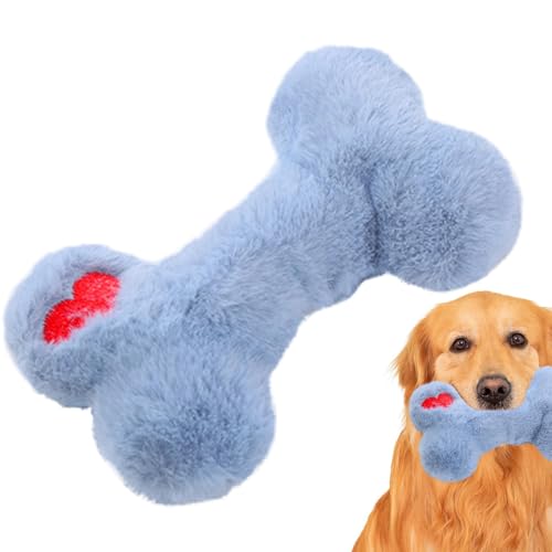 Aizuoni Plüsch-Welpen-Kauspielzeug, Plüsch-Hundespielzeug, Welpen-Kauspielzeug in Knochenform mit Stimmstimme, Weiches Kauspielzeug in Knochenform für Hunde, quietschendes Kauspielzeug für Hunde von Aizuoni