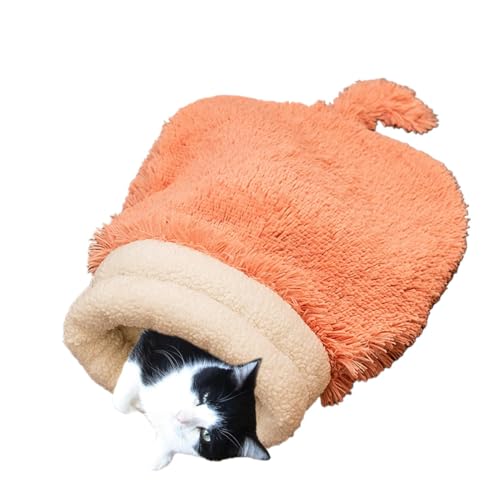 Aizuoni Schlafsack Für Katzen, Schlafsack Katze, Plüsch Katzenschlafsackbett, Katzenschlafsack | Cat Sleeping Bag, Bequemer Haustier-Kuschelsack, Höhlenschlafsack, Selbstwärmendes Katzenbett von Aizuoni