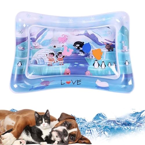 Aizuoni Sensorische Wasserspielmatte Für Katzen, Wassermatte Für Katzen, Water Sensor Mat, Wasser-spielmatte Für Katze Und Hund, Verdickte Wassersensorische Spielmatte Mit Fisch Zum Spielen von Aizuoni