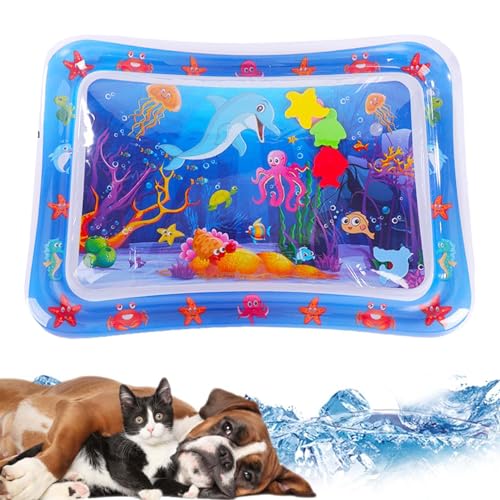 Aizuoni Sensorische Wasserspielmatte Für Katzen, Wassermatte Für Katzen, Water Sensor Mat, Wasser-spielmatte Für Katze Und Hund, Verdickte Wassersensorische Spielmatte Mit Fisch Zum Spielen von Aizuoni