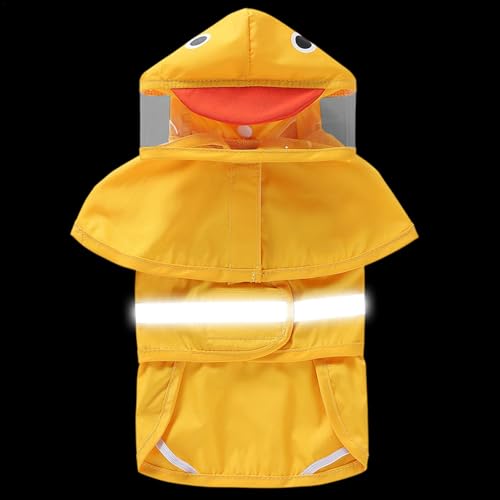 Aizuoni Wasserdichter Hunderegenmantel, Hunderegenkleidung - Reflektierende wasserdichte Kapuzen-Regenmäntel für Haustiere | Verstellbare Taille, Regenjacke im Cartoon-Tier-Stil mit Kapuze für kleine von Aizuoni