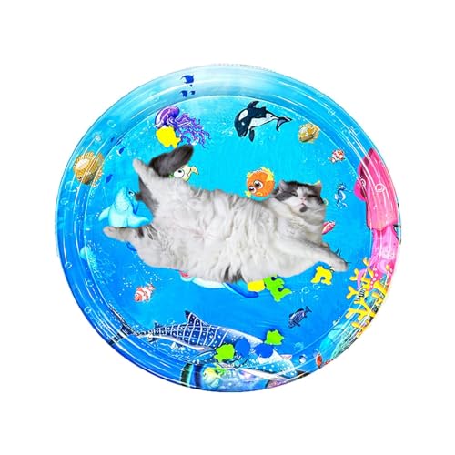 Aizuoni Wasserspielmatte für Katzen, Sensor-Wasserspielmatte - Aufblasbare Spielmatte mit Wassersensor für Haustiere | Krabbeltrainings-Klappmatte mit Kühleffekt für Gras, Boden, Fliesen und alle von Aizuoni