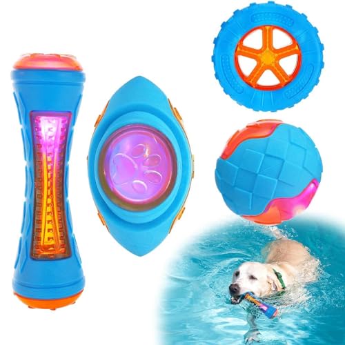 Aizuoni Wasserspielzeug für Hunde,Interaktives Hundespielzeug | 4-teiliges Set Poolspielzeug für Hunde,Lustige Zahnreinigungseffizienz, integrierter Quietscher, interaktives Spielzeug für Pools, von Aizuoni