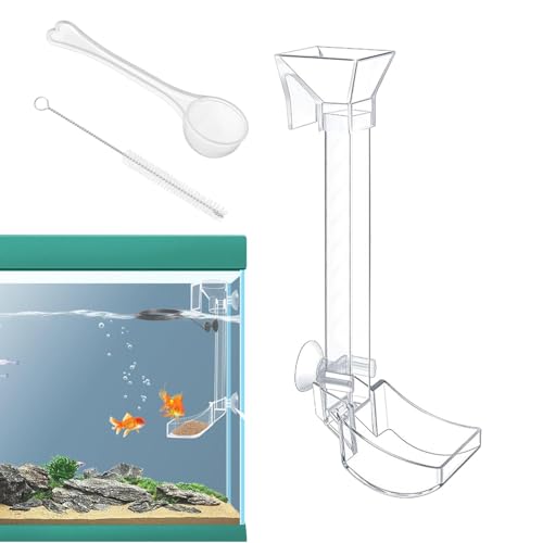 Aquarium Futterrohr Kit, Futter Aquarium-Futterrohr,-Futternapf-Set | Durchsichtiges Aquarium-Futterrohr-Tablett Und Futternapf-Set Für, Fische Und Schnecken von Aizuoni