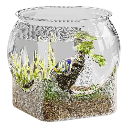 Desktop-Aquarium Für Betta-Fischschildkröte, Aquarien Fischschalen, Kugelaquarium Bruchsicherer Kunststoff Fischschale, Goldfischglas Für Den Heimarbeitsplatz, Kleine Aquarien, Blumenvasen-Herzstück von Aizuoni