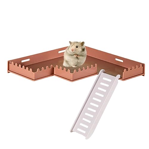 Hamsterplattform mit Leiter - PVC-Käfig-Spielplatzständer für Hamster,Tierspielzeug für die körperliche und geistige Gesundheit von Rennmäusen, Hamstern, Streifenhörnchen, Igeln und Aizuoni von Aizuoni