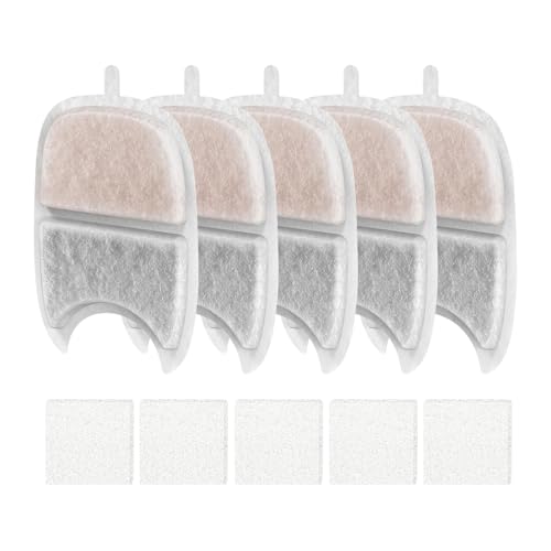 Katzenbrunnenfilter | 5er-Set Katzen-Trinkbrunnenfilter Mit Schwammfiltern - Dreifach-Filtersystem Für 4L Edelstahl-Trinkbrunnen Katzenbrunnenfilter | 5er-Set Katzen-Trinkbrunnenfilter Mit Schwammfiltern - Dreifach-Filtersystem Für 4L Edelstahl-Trinkbrunnen von Aizuoni