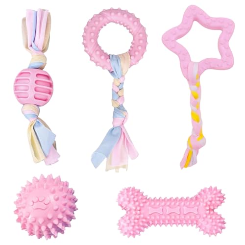 Ajuanbazha 5 Stück Hundespielzeug Set, Kauspielzeug für Welpen und Kleine Hunde mit Ball und Baumwollseilen, Interaktives Spielzeug zur Zahnpflege und Stressabbau Ajuanbazha 5 Stück Hundespielzeug Set, Kauspielzeug für Welpen und Kleine Hunde mit Ball und Baumwollseilen, Interaktives Spielzeug zur Zahnpflege und Stressabbau von Ajuanbazha