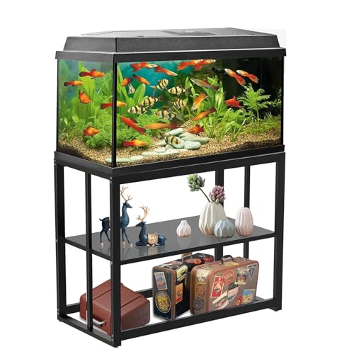 Akenow Aquariumständer für Aquarien, 22 l, zweilagiger Metall-Aquarium-Ständer mit Aufbewahrung, Schildkröten-Tank/Reptilien-Terrarien, 92,5 x 47 x 73,9 cm von Akenow