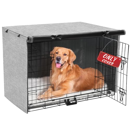 Akinerri Abdeckung für Hundekäfige, Doppeltür, wasserdicht, für Hundekäfig, 106,7 cm, Grau von Akinerri