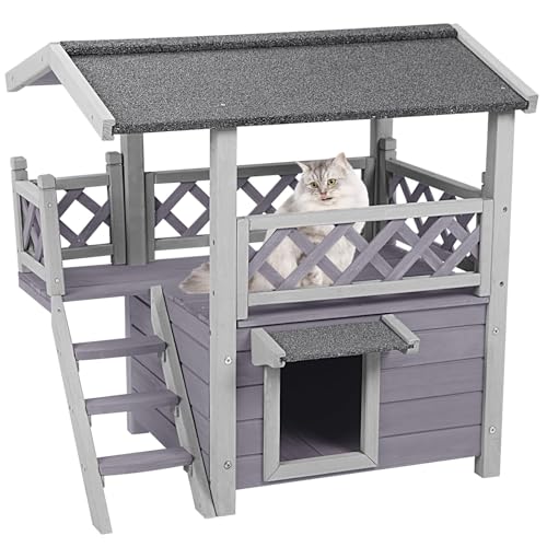 Akinerri Wetterfestes Katzenhaus im Freien, Wildkatzen-Unterstand für Bunny Kleine Hunde 30(L)*19(W)*30.5(H) inch von Akinerri