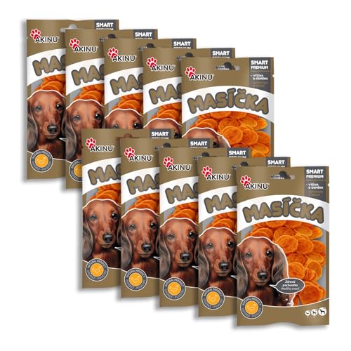 Akinu Fleisch Hühnerchips Leckerbissen für Hunde 10er Pack - 10 x 75 g von Akinu