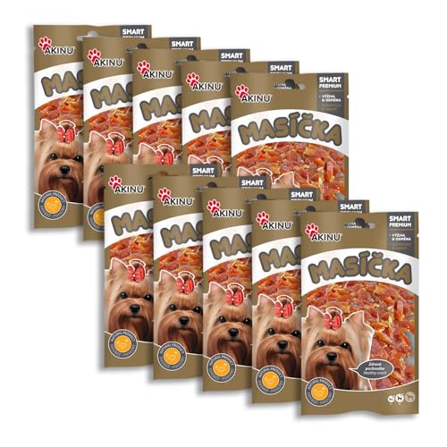 Akinu Fleisch Hühnerstreifen Leckerbissen für Hunde 10er Pack - 10 x 75 g von Akinu