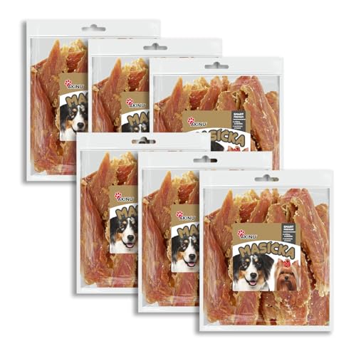 Akinu Hundeleckerli Hühnerstrips – Getreidefreie Hunde Leckerlis für Training oder als Snack – 6er Pack (6 x 300 g) – Hoher Nährwert, Zarte Textur, Natürliche Belohnung – Dog Treats von Akinu