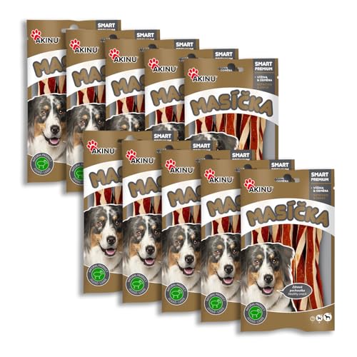 Akinu Fleisch Lamm-Twister Leckerbissen für Hunde 10er Pack - 10 x 75 g von Akinu