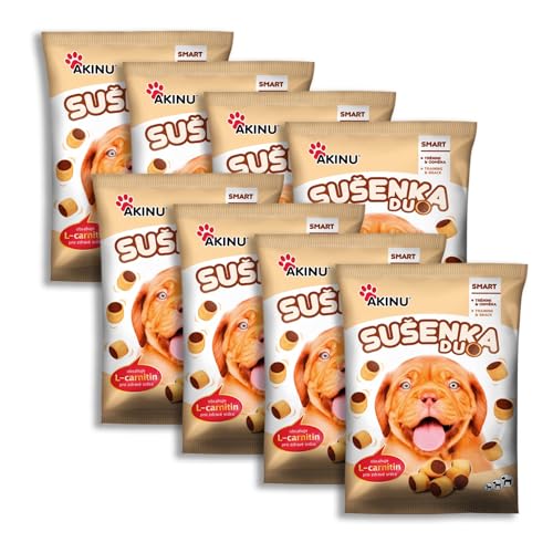 Akinu Hundeleckerli Keks Duo mit L-Carnitin – Getreidefreie Hunde Leckerlis – 8er Pack (8 x 400 g) – Unterstützt Energie & Stoffwechsel, Knusprige Belohnung – Dog Treats von Akinu