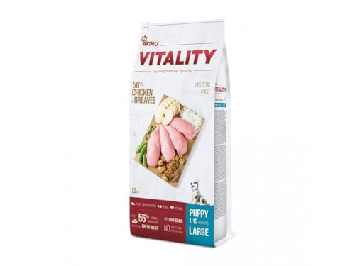 Akinu Vitality Hundefutter - für große Welpen | Huhn & Grieben | Trockenfutter | 12 kg von Akinu