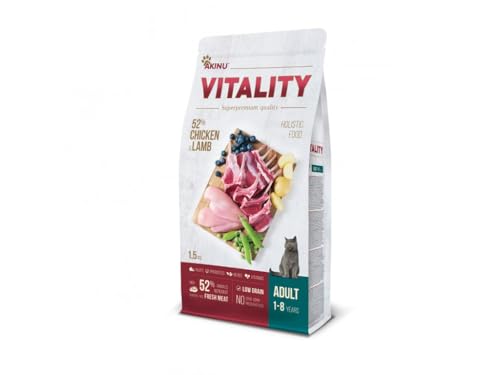 Akinu Vitality Katzenfutter - für Erwachsene Katzen | Huhn & Lamm | 1,5 kg | Nassfutter in Gelee von Akinu