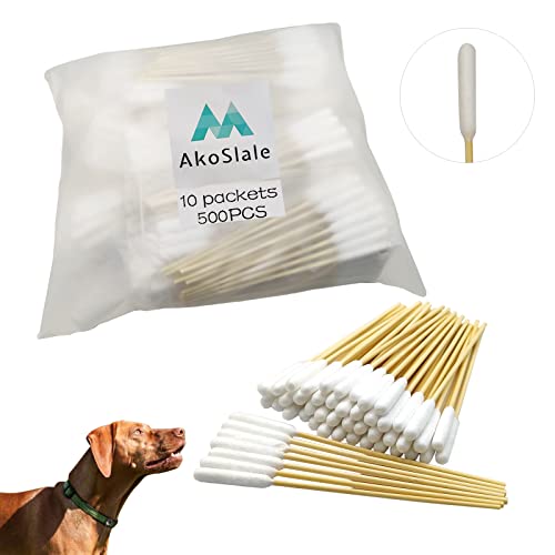 AkoSlale Hunde-Qtips, langer Wattestäbchen, Bambus-Wattestäbchen, geeignet für Medikamente, Hundeohrenreiniger, saubere Nase, weicher, Kaninchen. (15.2 cm, 500 Stück) von AkoSlale