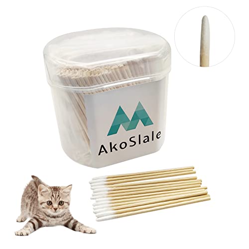 AkoSlale Wattestäbchen mit spitzer Spitze, 500 Stück, 7,4 cm, Katzenaugenreiniger, Katzen-Wundpflege, Mikro-Swab Sticks für Make-up, Kosmetik, Nägel reinigen von AkoSlale