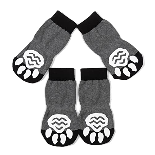 Akopawon 4 Stück Anti-Rutsch-Socken für Hunde und Katzen, Pfotenschutz, Traktionskontrolle, für den Innenbereich, gestrickte Haustiere, Hunde, Katzen, Gummi-Verstärkung von Akopawon