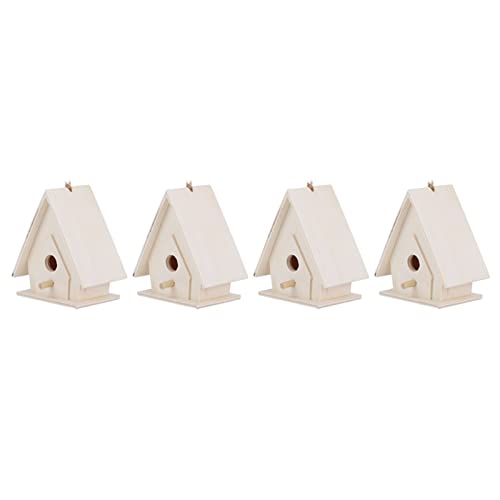 4 Stück Mini-Vogelhaus Zum Aufhängen aus Holz, Nester, Käfig, Ornament, Kunsthandwerk für den Garten, Innenhof, Multifunktionales Zubehör für den Heimgebrauch von Akozon