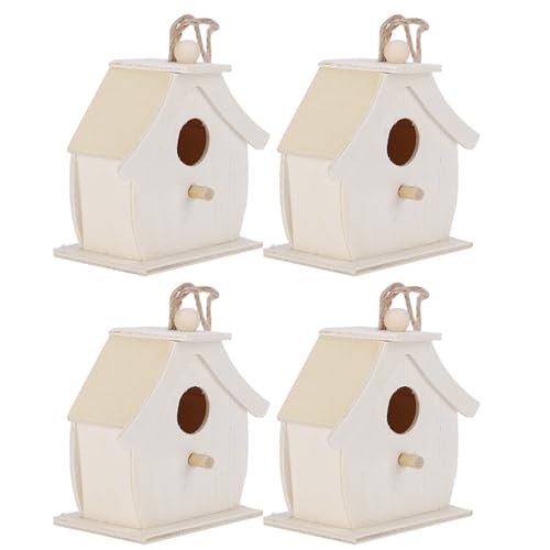 4 Stück Mini-Vogelhaus aus Holz Zum Aufhängen, Vogelnester, Ornamente für den Garten, Balkon Im Freien, Multifunktionales Zubehör für den Heimgebrauch von Akozon