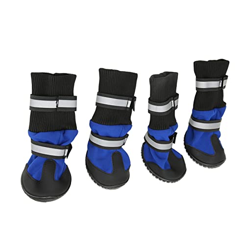 Akozon 4 Stück Hundestiefel, wasserdichte Haustierstiefel, Reflektierend, Atmungsaktiv, Wedach, Hohe Haustierschuhe für Drinnen und Draußen, Multifunktionales Zubehör für den von Akozon